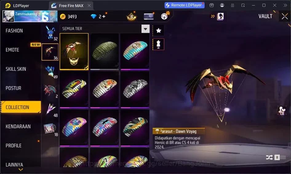 Free Fire Accounts Indonesia | Vault 209| SG Lumut| EVO MP5-Platinum image 16