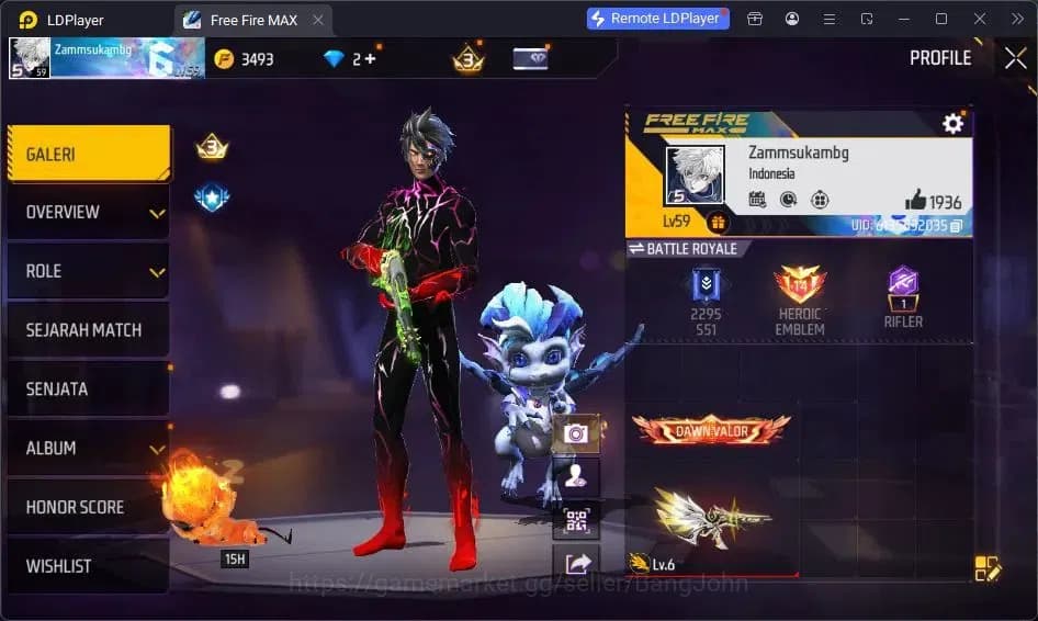 Free Fire Accounts Indonesia | Vault 209| SG Lumut| EVO MP5-Platinum image 2