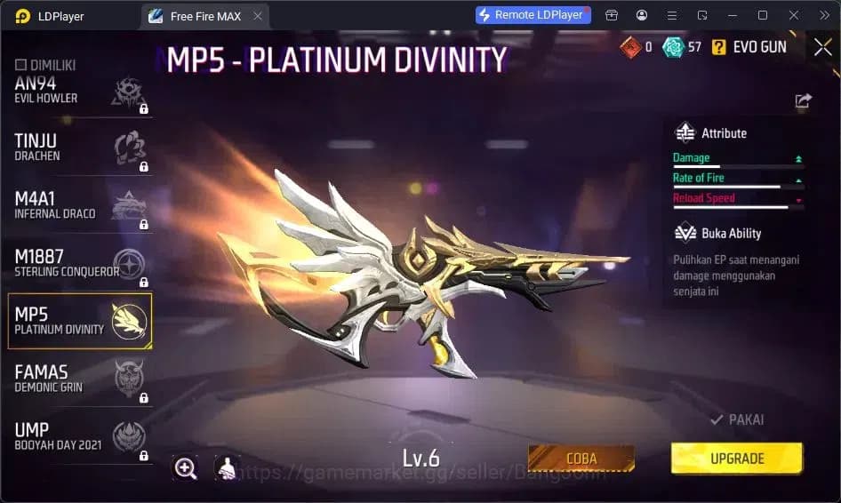 Free Fire Accounts Indonesia | Vault 209| SG Lumut| EVO MP5-Platinum image 6