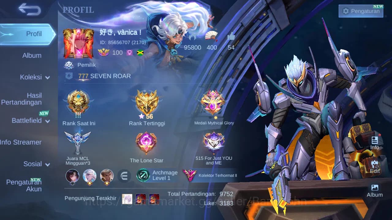 Mobile Legends: Bang Bang Accounts GLOBAL Hero 131 Skin 379 | Legend Granger Johnson image 2