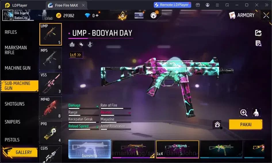 Free Fire Accounts Indonesia | Vault 273 | SG Lumut| EVO-MP40 PREDATO image 4