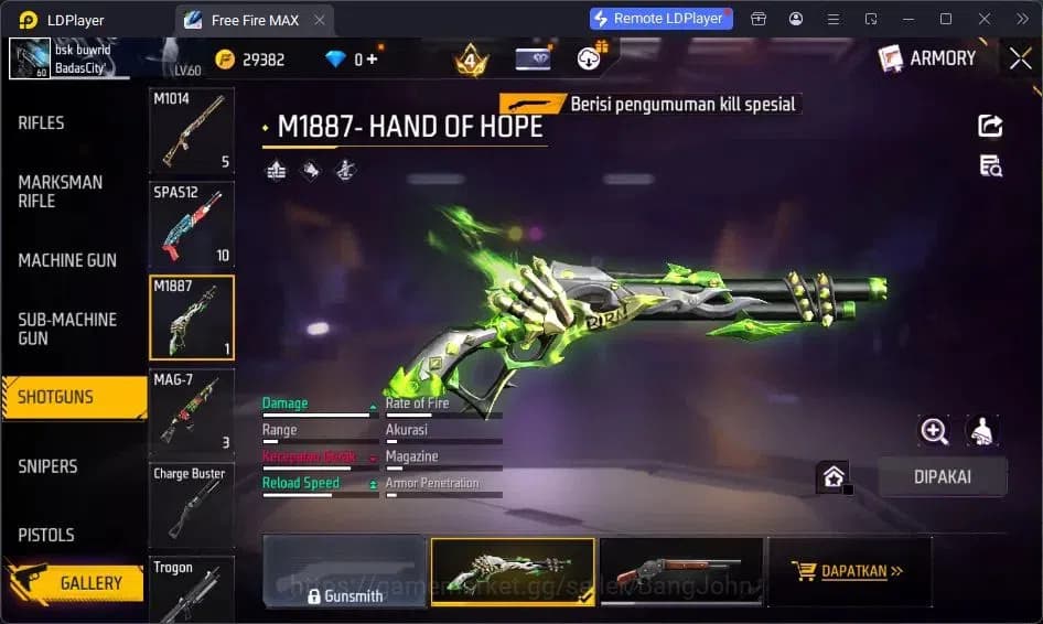 Free Fire Accounts Indonesia | Vault 273 | SG Lumut| EVO-MP40 PREDATO image 6