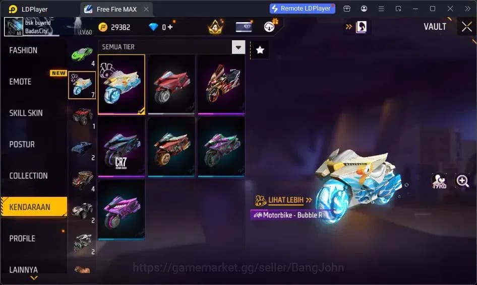 Free Fire Accounts Indonesia | Vault 273 | SG Lumut| EVO-MP40 PREDATO image 7