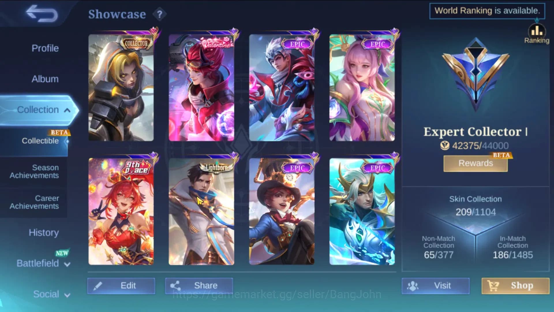 Mobile Legends: Bang Bang Accounts Global|Hero 129|Skin 209|Expert|CC Natalia|DT Lanc image 15