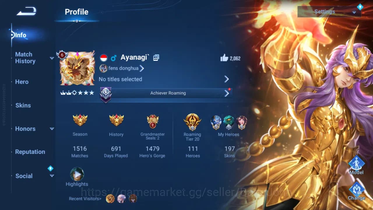 Honor of Kings Accounts Hero 111|Skin 197|Blessed LiuBei|Seiya Mozi,Liang, image 1