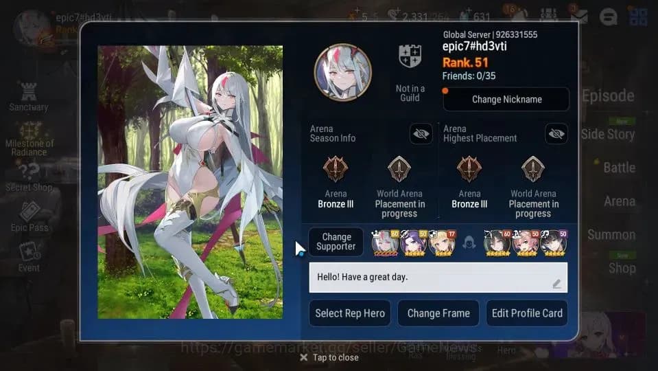 Epic Seven Accounts GLOBAL Unverif|New Era|5 ML(NM Luna,WOTM Tenebria, image 2