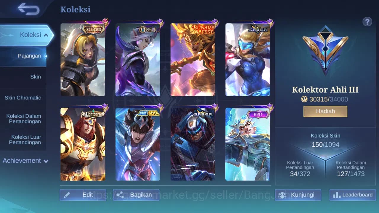 Mobile Legends: Bang Bang Accounts GLOBAL Hero 96 Skin 150 | Lunar Sun | CC Nata | Ep image 8