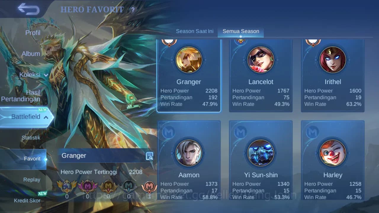 Mobile Legends: Bang Bang Accounts GLOBAL Hero 66 Skin 39 | Prime Granger | Blazing C image 1