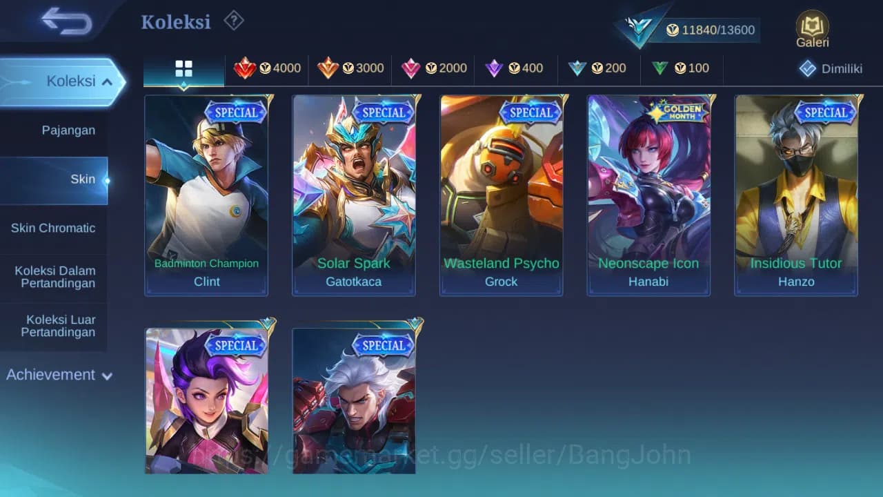 Mobile Legends: Bang Bang Accounts GLOBAL Hero 66 Skin 39 | Prime Granger | Blazing C image 2