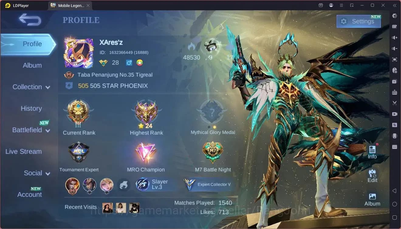 Mobile Legends: Bang Bang Accounts GLOBAL Hero 63 Skin 97|PRIME Granger|Valentine Fan image 1