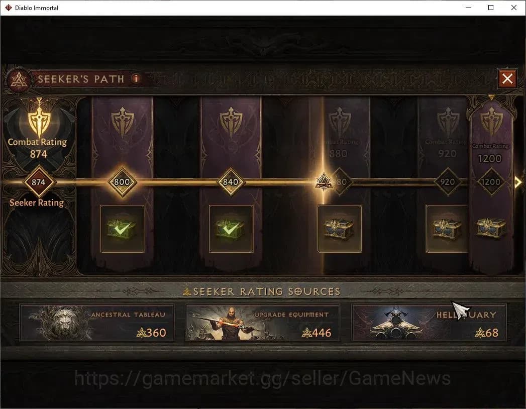 Diablo Immortal Accounts SEA - Anu|CS ON|Lv60(640)|Demon Hunter|CR 38K|Reso image 13