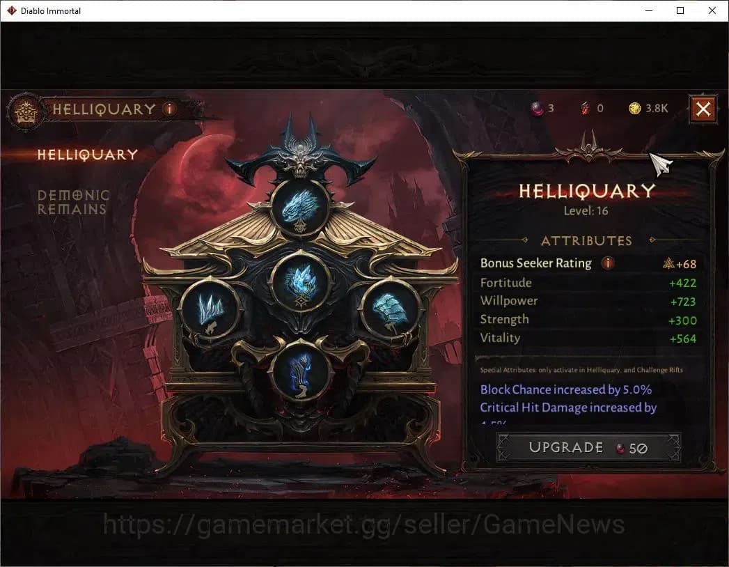 Diablo Immortal Accounts SEA - Anu|CS ON|Lv60(640)|Demon Hunter|CR 38K|Reso image 14