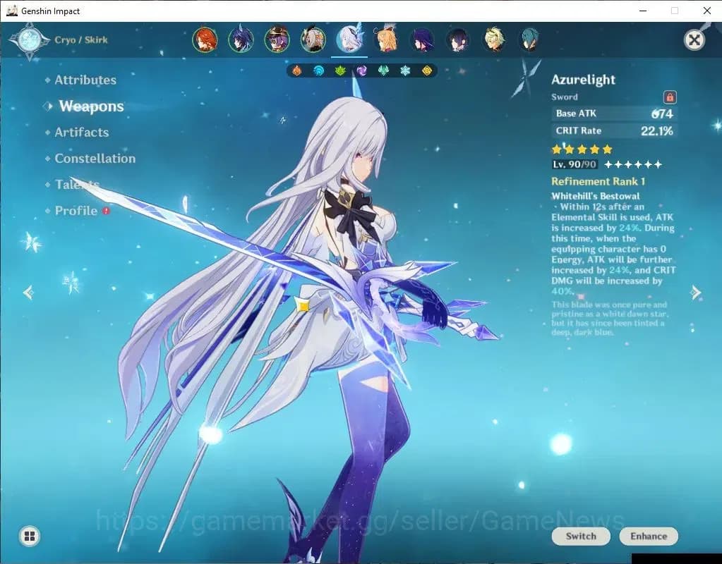 Genshin Impact Accounts ASIA |AR 56|5 Limit+6(*5WeP)|(Skirk,Raiden)+Sign,M image 3