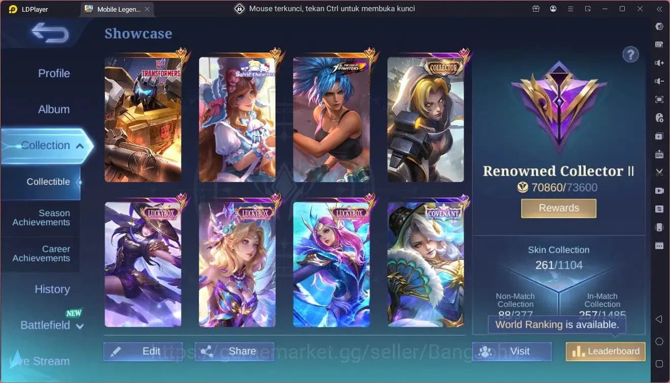 Mobile Legends: Bang Bang Accounts Global|Hero 127|Skin 261|Renowned|KOF Karina|Trans image 18