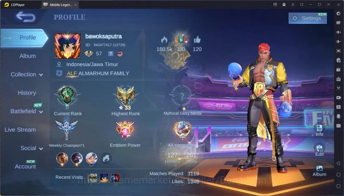 Mobile Legends: Bang Bang Accounts Global|Hero 127|Skin 261|Renowned|KOF Karina|Trans image 19