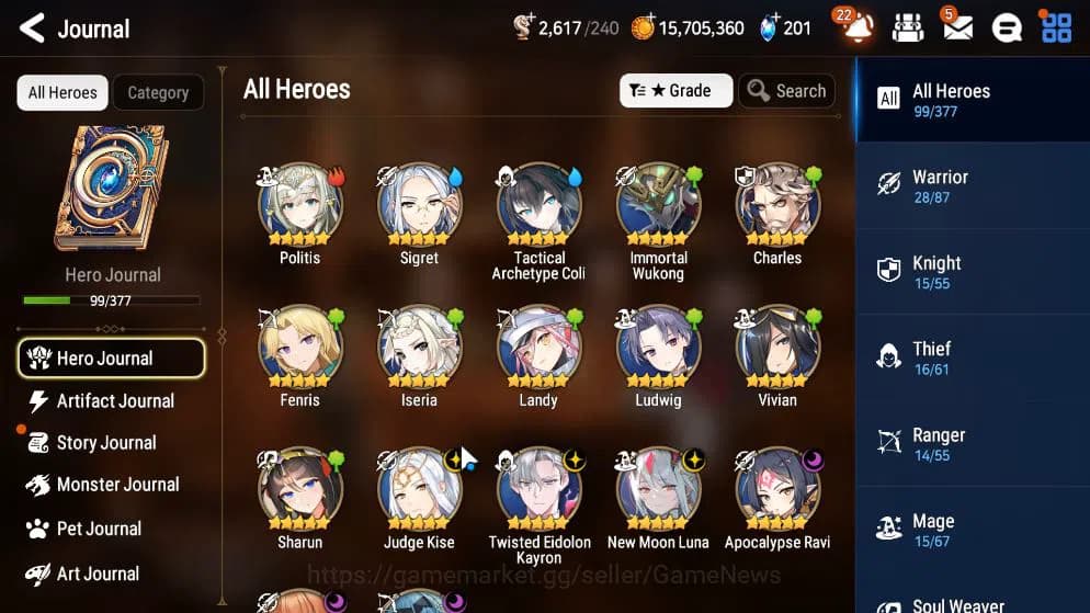 Epic Seven Accounts GLOBAL UNVERIF|New Era|6 ML(NM Luna,SP Politis,LC image 16