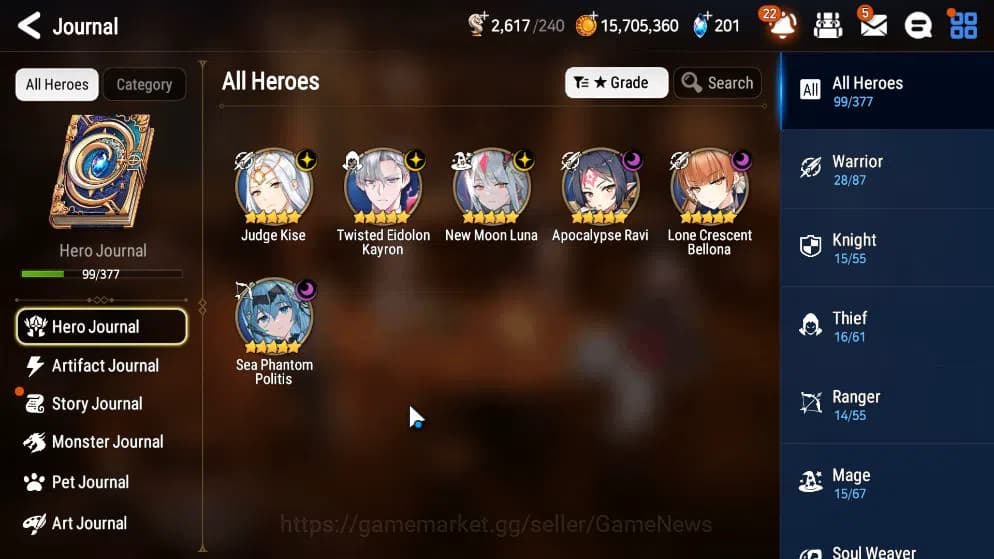 Epic Seven Accounts GLOBAL UNVERIF|New Era|6 ML(NM Luna,SP Politis,LC image 17