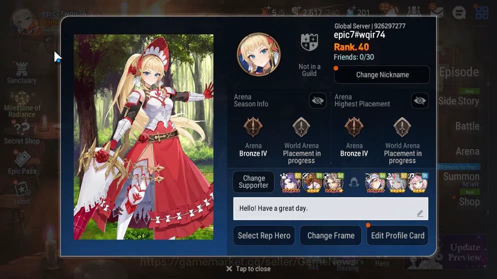 Epic Seven Accounts GLOBAL UNVERIF|New Era|6 ML(NM Luna,SP Politis,LC image 19