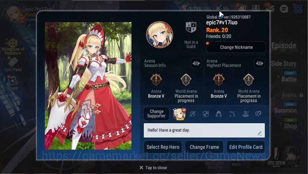 Epic Seven Accounts GLOBAL UNVERIF|New Era|Starter|2 ML(NM Luna, Harse image 2
