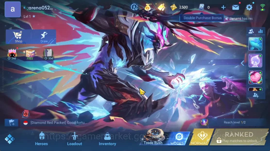 Honor of Kings Accounts Hero 7 Skin 0|Starter with Legend Skin Selection C image 1