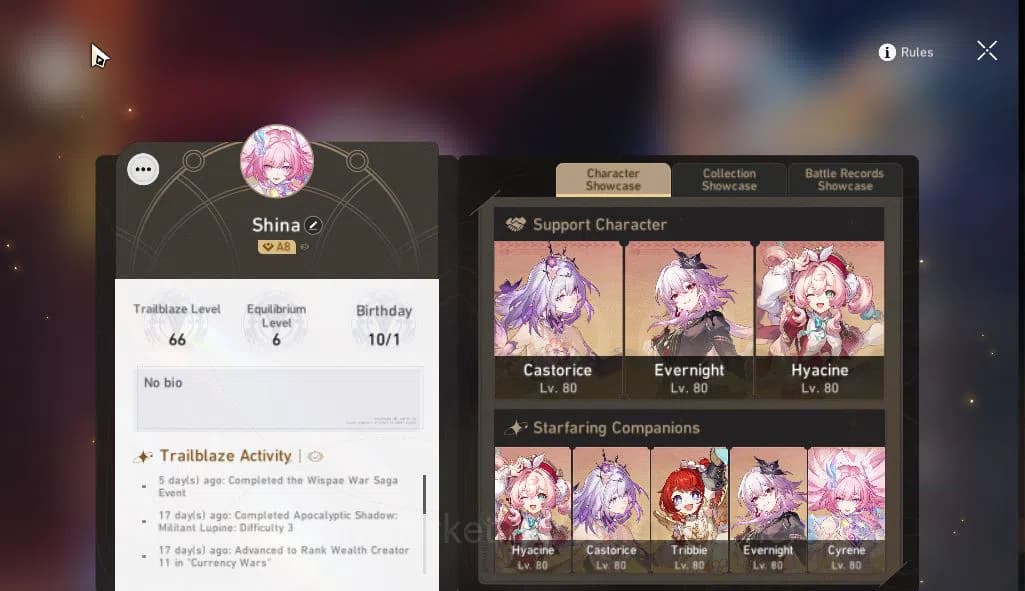 Honkai Star Rail Accounts Asia|TL 66|Casto Prem Team+2 Sign|11 Limited|Firef image 2