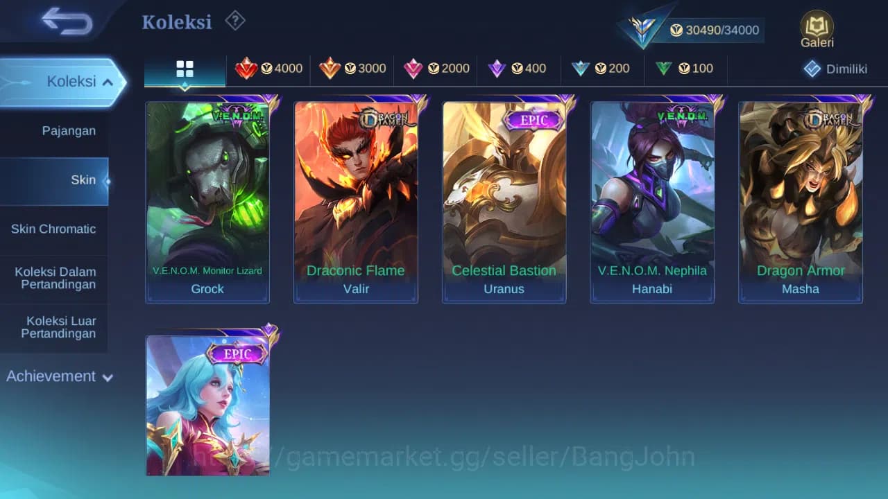 Mobile Legends: Bang Bang Accounts GLOBAL Hero 108 Skin 165 | CC Nata | Epic Roger Li image 4
