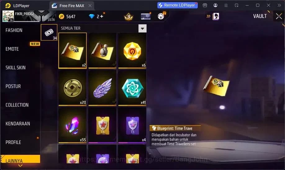 Free Fire Accounts Indonesia | Yuji Itadori collab bundle, Vault 241, image 5