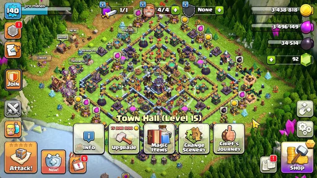 Clash of Clans Accounts TH 15-BH 9|LV 140|Limited Skin|HH 9|BK 44,AQ 40,GW image 1