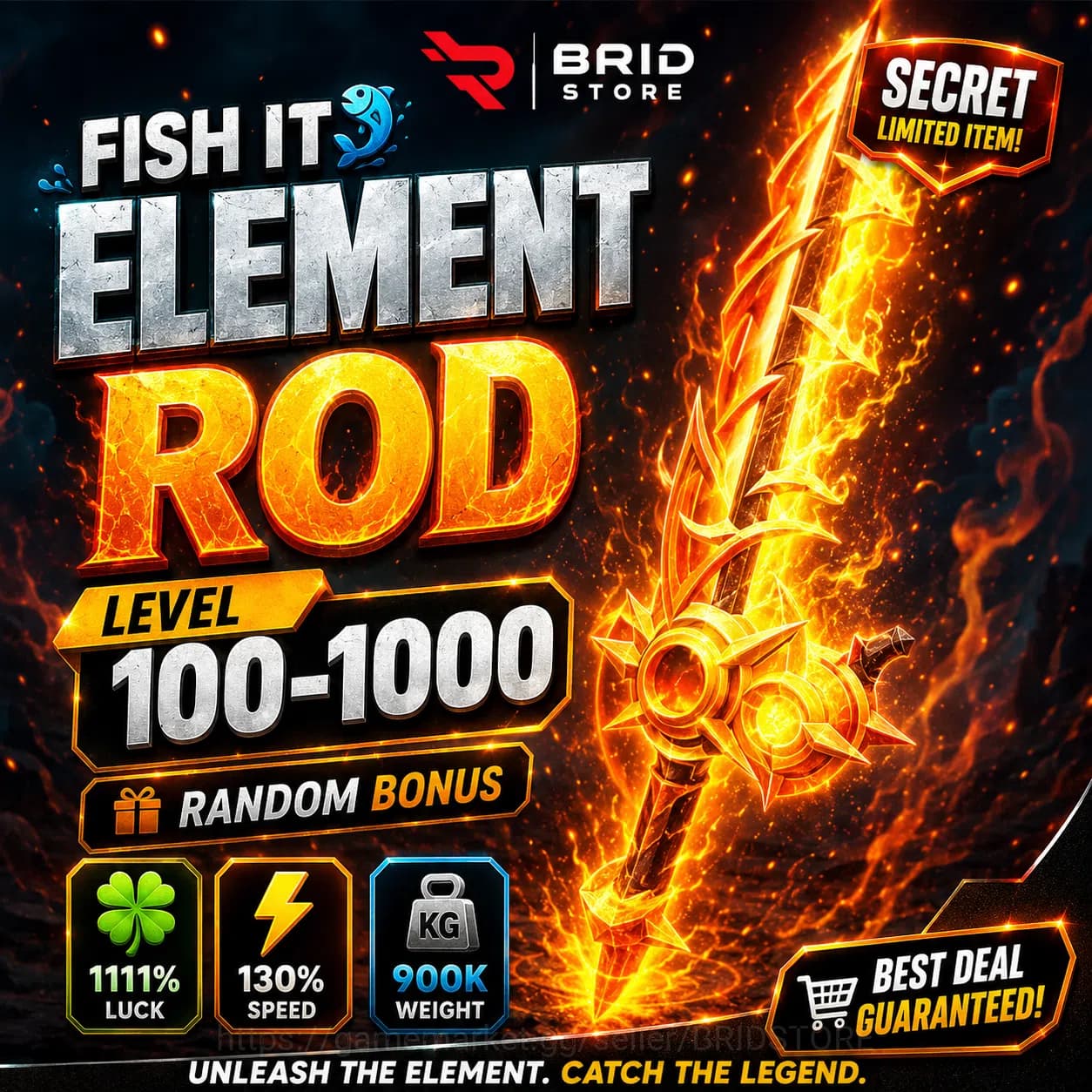 Roblox Accounts Fish It | Element Rod | Level 100–1000 | Random Bo image 1