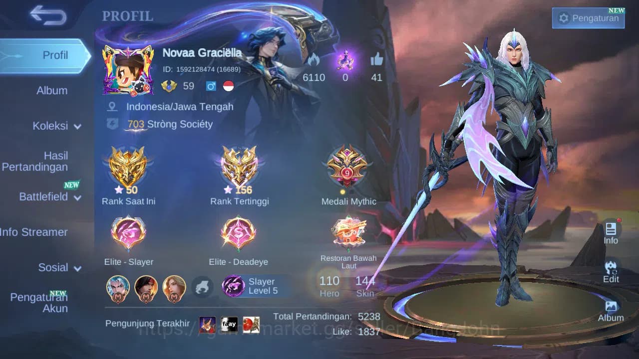 Mobile Legends: Bang Bang Accounts GLOBAL Hero 110 Skin 144 | CC Nata | Seiya Badang image 16