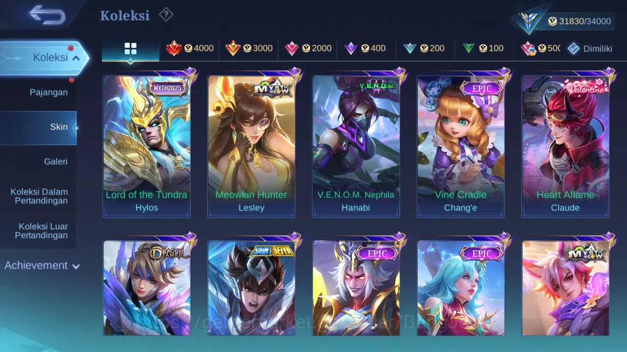 Mobile Legends: Bang Bang Accounts GLOBAL Hero 110 Skin 144 | CC Nata | Seiya Badang image 5
