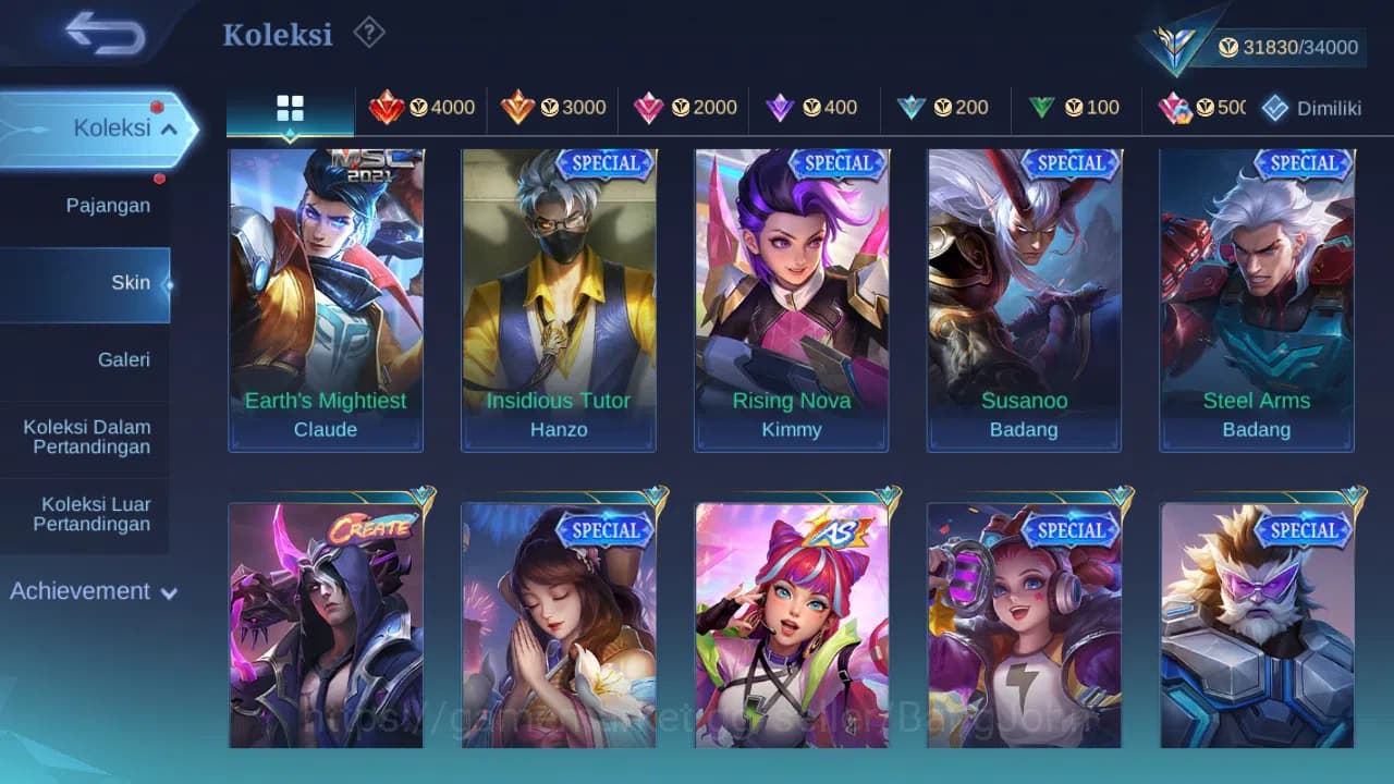 Mobile Legends: Bang Bang Accounts GLOBAL Hero 110 Skin 144 | CC Nata | Seiya Badang image 9