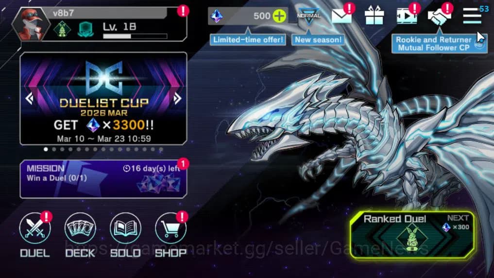 Yu-Gi-Oh! Master Duel Accounts Lv 18 | 20 Deck |VSK9,DragonMaid,Dracotail,Yummys, image 1