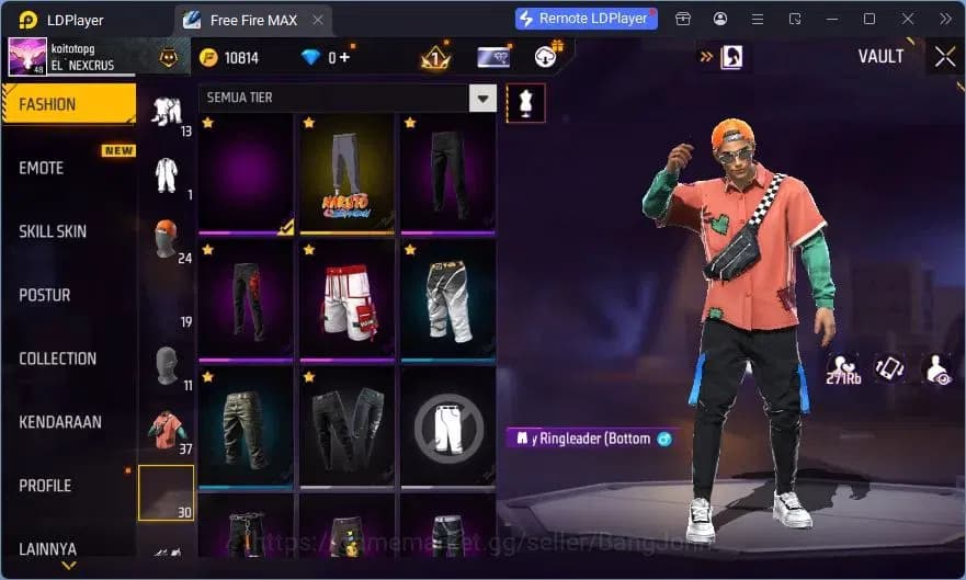 Free Fire Accounts Indonesia | Vault 37| SG Sterling| Bundle Orochima image 10