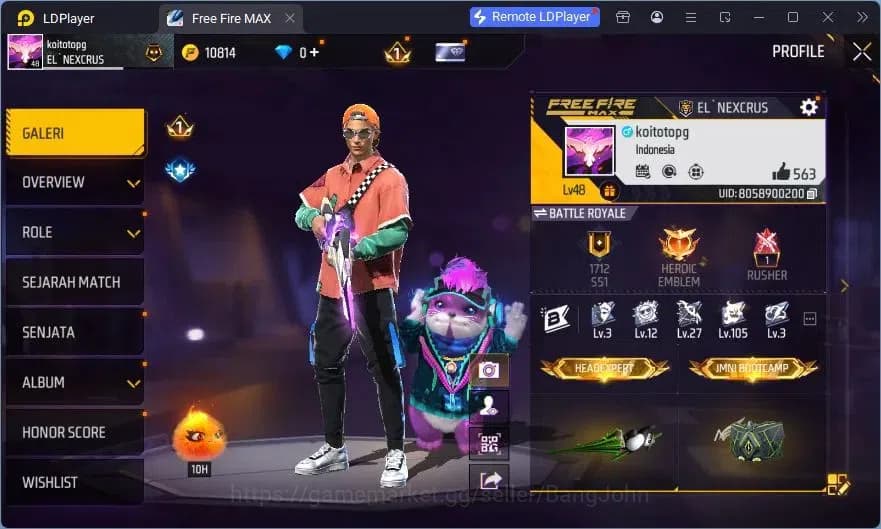 Free Fire Accounts Indonesia | Vault 37| SG Sterling| Bundle Orochima image 2