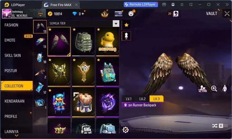 Free Fire Accounts Indonesia | Vault 37| SG Sterling| Bundle Orochima image 7