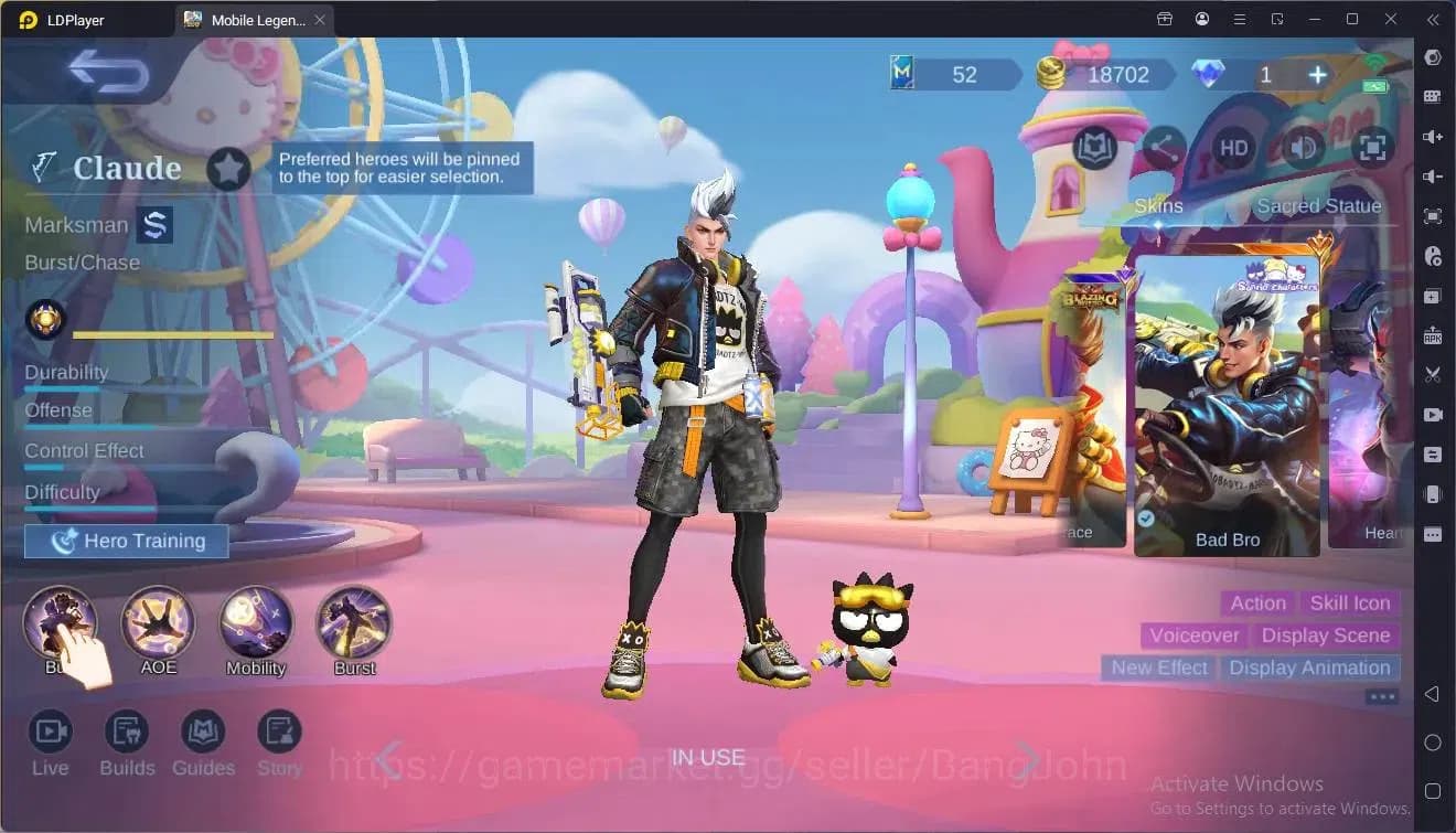 Mobile Legends: Bang Bang Accounts Global|Hero 154|Skin 176|Renowned|Sanrio Claude,Fl image 8