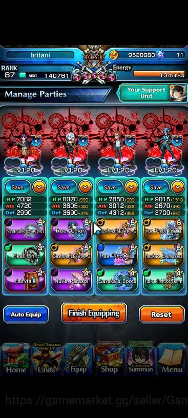 Grand Summoners Accounts Global|Rank 87|22 Ascend|[Inumuta,Emiya,Isliid,Chl image 3