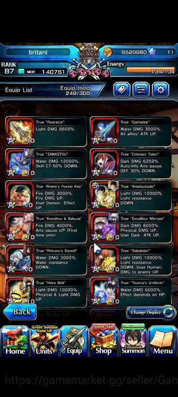 Grand Summoners Accounts Global|Rank 87|22 Ascend|[Inumuta,Emiya,Isliid,Chl image 5