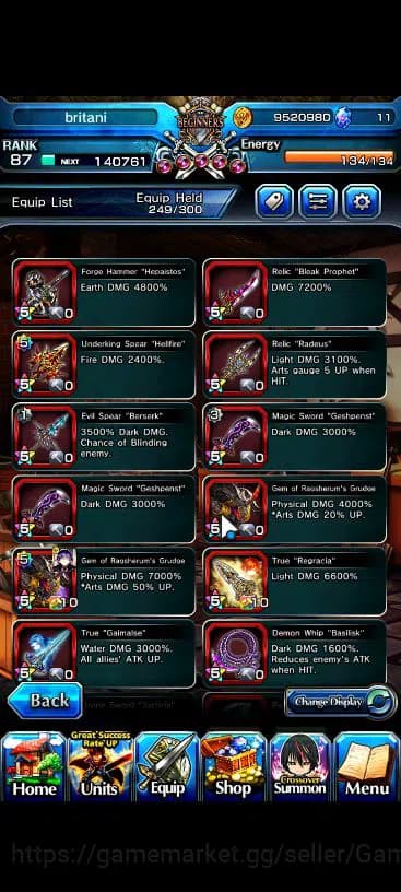 Grand Summoners Accounts Global|Rank 87|22 Ascend|[Inumuta,Emiya,Isliid,Chl image 8