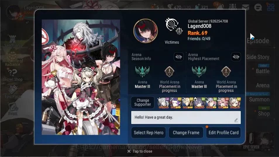 Epic Seven Accounts GLOBAL UNVERIF|New Era|15 ML(LOTScales,BArunka,NM image 2
