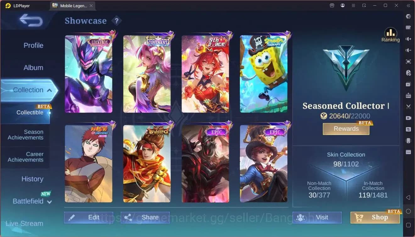 Mobile Legends: Bang Bang Accounts GLOBAL Hero 66 Skin 98|Luckybox karrie|Convenant B image 10