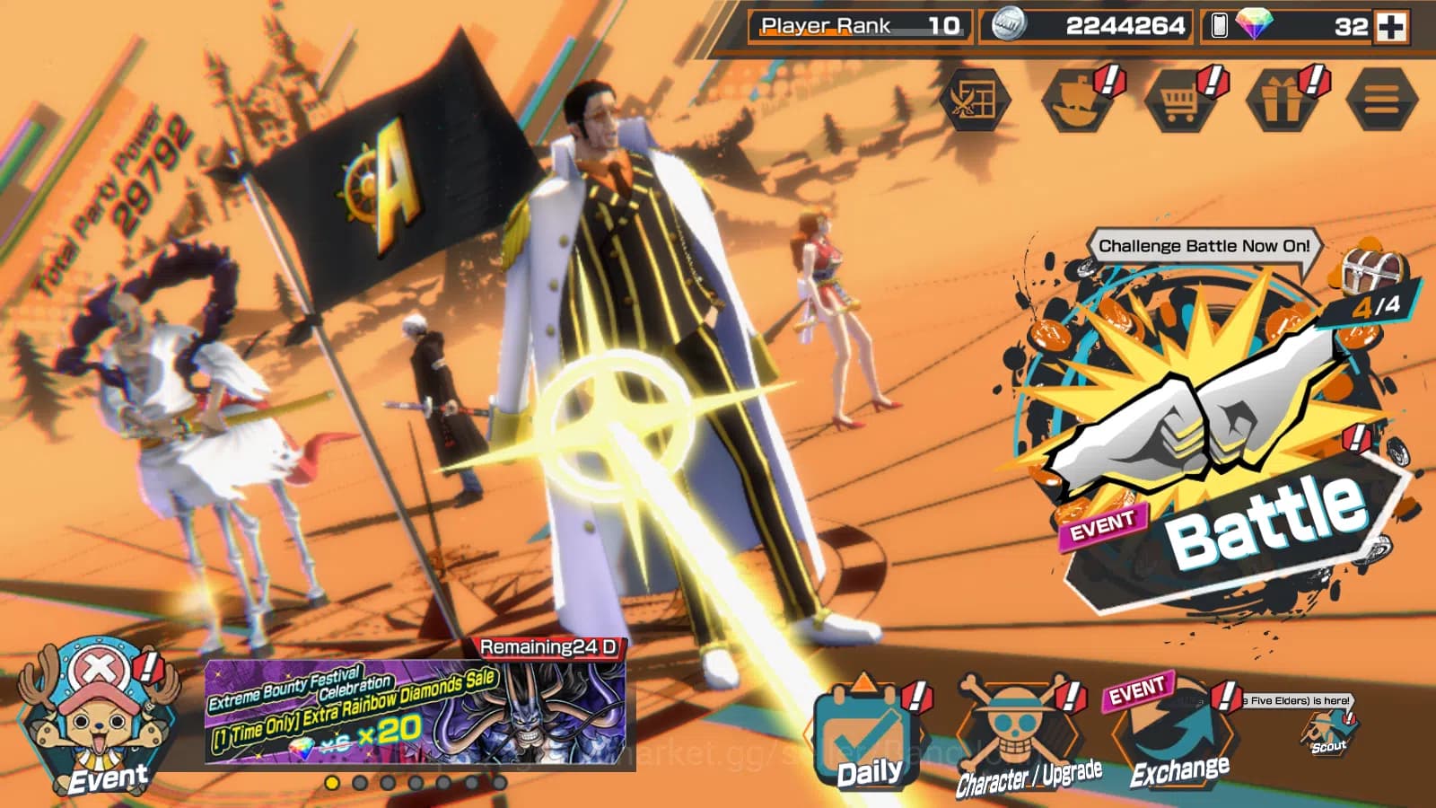 One Piece Bounty Rush Accounts GLOBAL | 3EX | 5elders Nusjuro | SK Borsalino | FR image 1