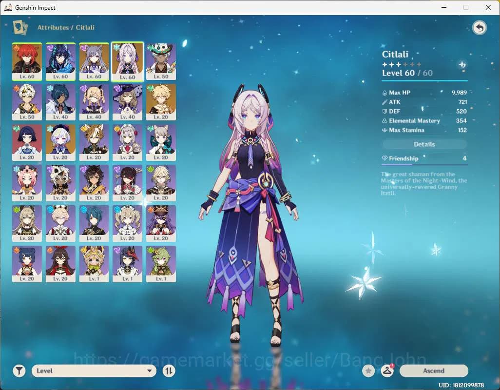 Genshin Impact Accounts ASIA|AR 43| 1 limit| Citlali,Diluc,Keqing,Qiqi,etc image 16