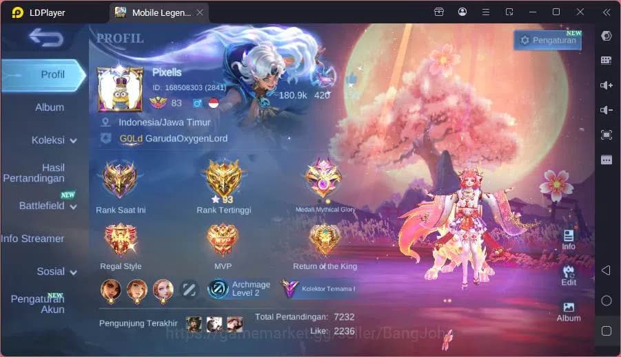 Mobile Legends: Bang Bang Accounts H 132|Skin 287|Magic wheel 177|Kishin Angela,Kof D image 1