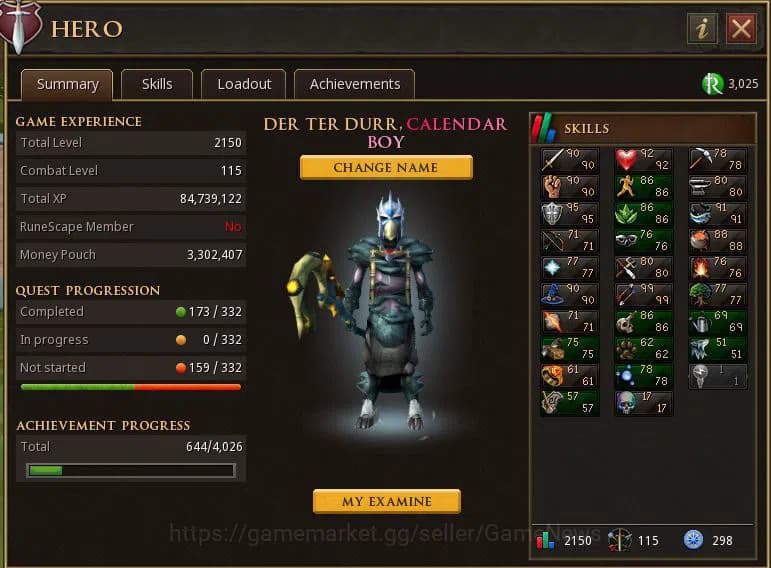 RuneScape 3 Accounts 2150 Total Level|298 Quest Points|19,8M Wealth Val image 1