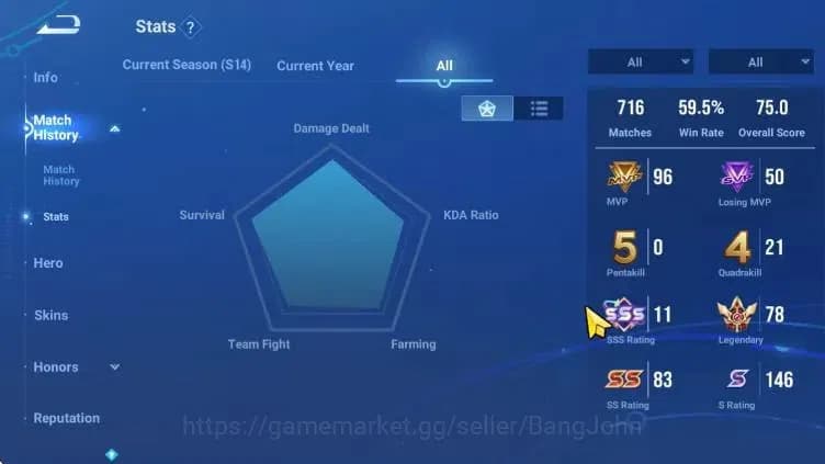 Honor of Kings Accounts Global Skin112 Hero166 |Legend Angela,ButterFly,Li image 12