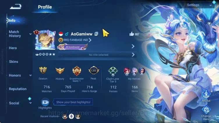Honor of Kings Accounts Global Skin112 Hero166 |Legend Angela,ButterFly,Li image 13