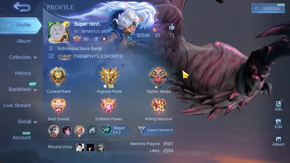 Mobile Legends: Bang Bang Accounts Hero 129|Skin 168|High Glory 56|Granger Lightborn, image 15