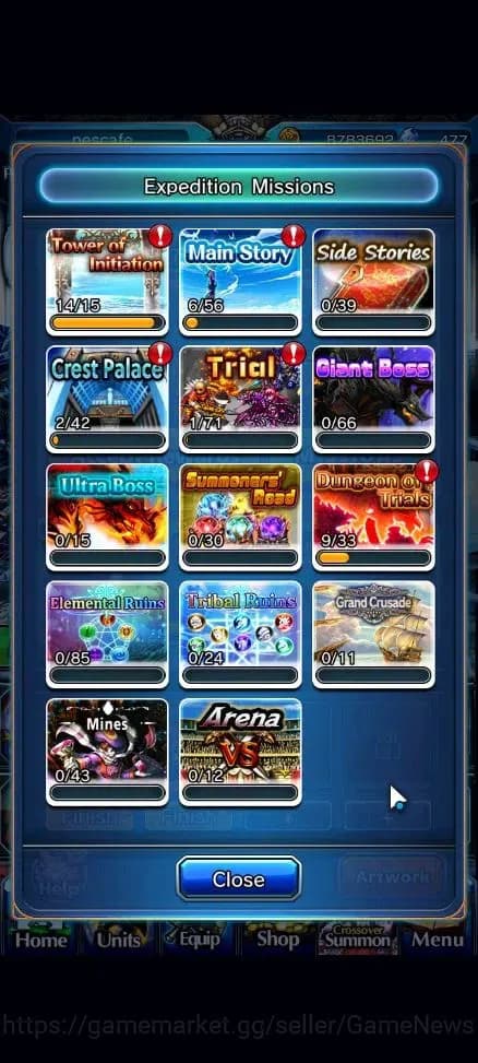 Grand Summoners Accounts Global|Rank 39|477 CC|3 Ascend| Reimu Hakurei,Aris image 10